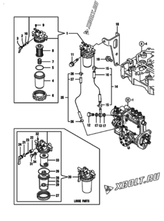  Двигатель Yanmar 3TNV70-HGEP, узел -  Топливопровод 