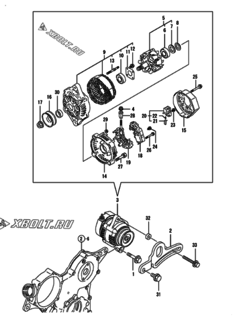  Двигатель Yanmar 3TNV70-HGEP, узел -  Генератор 