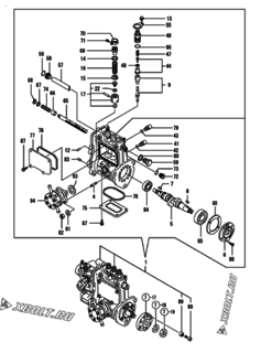  Двигатель Yanmar 3TNV76-HGEP, узел -  Топливный насос высокого давления (ТНВД) 