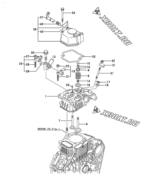  Головка блока цилиндров (ГБЦ) двигателя Yanmar L100AE-DEIMY