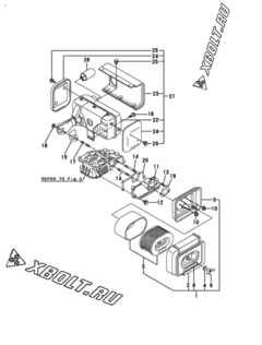  Двигатель Yanmar L100AE-DEIMY, узел -  Воздушный фильтр и глушитель 