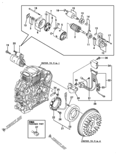  Двигатель Yanmar L100AE-DEIMY, узел -  Стартер и генератор 