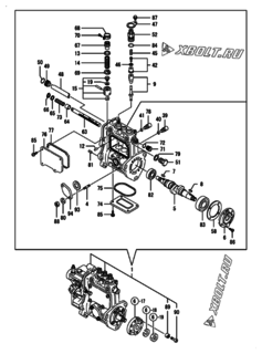  Двигатель Yanmar 3TNV76-DWL, узел -  Топливный насос высокого давления (ТНВД) 