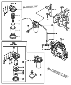  Двигатель Yanmar 3TNV76-DWL, узел -  Топливопровод 