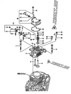  Двигатель Yanmar L100N6-ME, узел -  Головка блока цилиндров (ГБЦ) 
