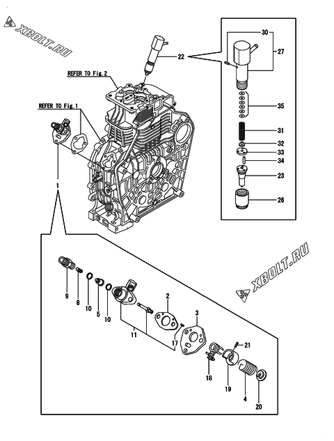  Топливный насос высокого давления (ТНВД) и форсунка двигателя Yanmar L100N6-METMR