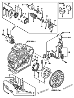  Двигатель Yanmar L48N6-METM, узел -  Стартер и генератор 