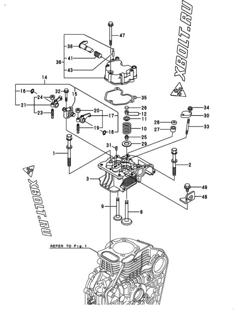  Головка блока цилиндров (ГБЦ) двигателя Yanmar L100N5CJ1F1AA