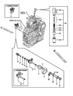  Двигатель Yanmar L100N5CJ1F1AA, узел -  Топливный насос высокого давления (ТНВД) и форсунка 