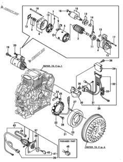  Двигатель Yanmar L100N5CJ1F1AA, узел -  Стартер и генератор 