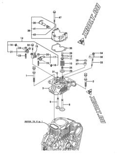 Двигатель Yanmar L100V6EK2C5HYAM, узел -  Головка блока цилиндров (ГБЦ) 