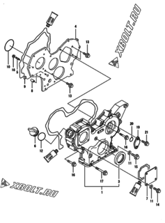  Двигатель Yanmar 4TNV84T-ZKWLC, узел -  Корпус редуктора 
