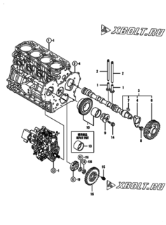  Двигатель Yanmar 4TNV84T-ZKWLC, узел -  Распредвал и приводная шестерня 