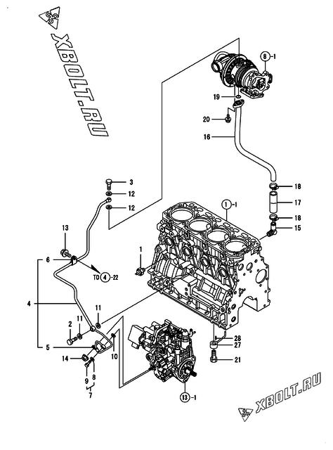  Система смазки двигателя Yanmar 4TNV84T-ZKWLC