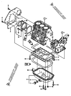  Двигатель Yanmar 3TNV88-BKMW, узел -  Крепежный фланец и масляный картер 