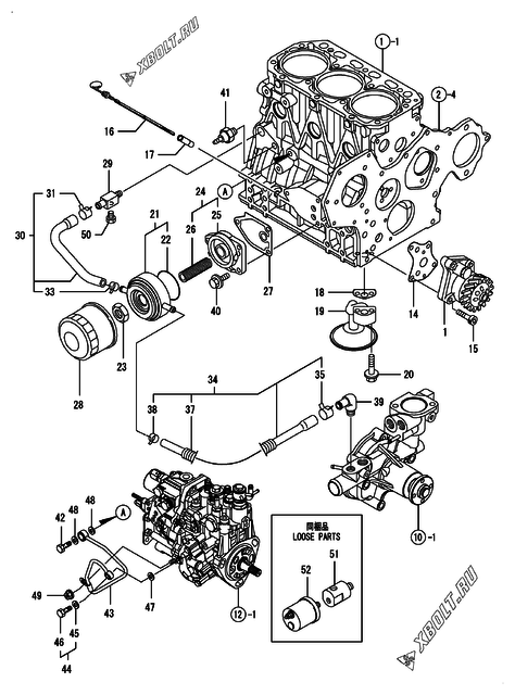  Система смазки двигателя Yanmar 3TNV88-BDSA02