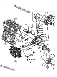  Двигатель Yanmar 3TNV88-BDSA02, узел -  Система водяного охлаждения 