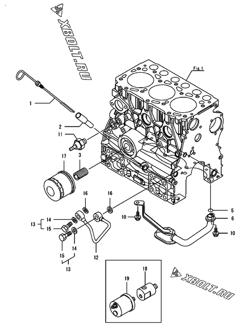  Система смазки двигателя Yanmar 3TNV70-GGEA