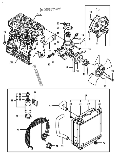  Система водяного охлаждения двигателя Yanmar 3TNV70-GGEA