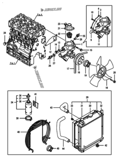  Двигатель Yanmar 3TNV70-GGEA, узел -  Система водяного охлаждения 