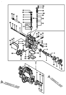  Двигатель Yanmar 3TNV70-GGEA, узел -  Топливный насос высокого давления (ТНВД) 