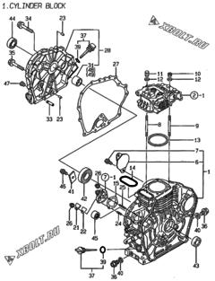  Двигатель Yanmar L48AE-DG, узел -  Блок цилиндров 
