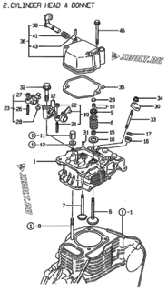  Двигатель Yanmar L48AE-DG, узел -  Головка блока цилиндров (ГБЦ) 