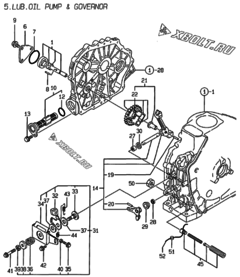  Двигатель Yanmar L48AE-DG, узел -  Масляный насос 