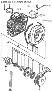 Двигатель Yanmar L48AE-DG, узел -  Пусковое устройство 