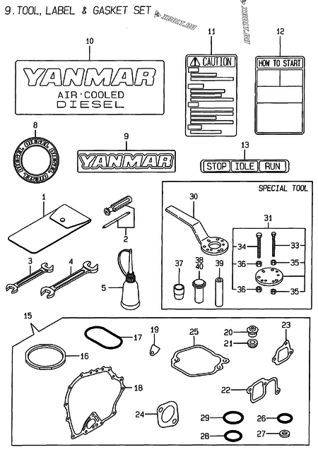  Инструменты, шильды и комплект прокладок двигателя Yanmar L48AE-DG