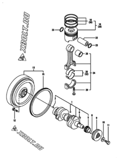  Двигатель Yanmar 3TNV82A-SNN, узел -  Коленвал и поршень 