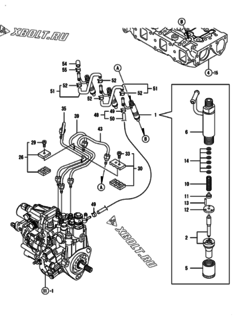  Двигатель Yanmar 3TNV82A-SNN, узел -  Форсунка 