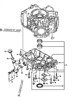  Двигатель Yanmar 2V750-DVPP, узел -  Корпус редуктора 