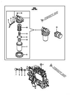  Двигатель Yanmar 3TNM68-AMW, узел -  Топливопровод 