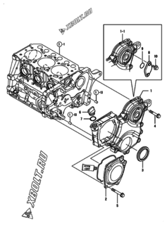  Двигатель Yanmar 3TNM68-GGE, узел -  Корпус редуктора 