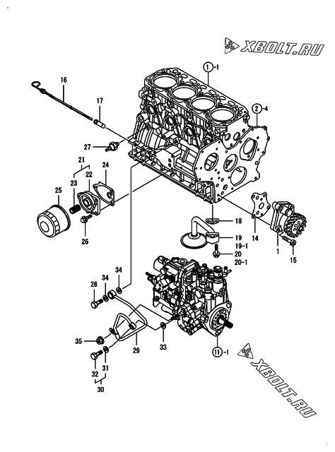  Система смазки двигателя Yanmar 4TNV88-BGGE