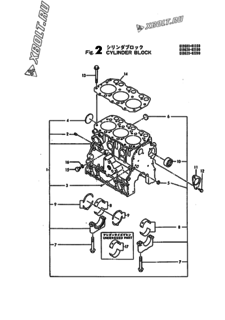  Двигатель Yanmar 3TNA68L-UDW2, узел -  Блок цилиндров 