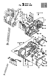  Двигатель Yanmar 4TN100TL-GD, узел -  Корпус редуктора 