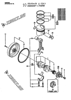  Двигатель Yanmar 3TNA68L-UDW2, узел -  Коленвал и поршень 