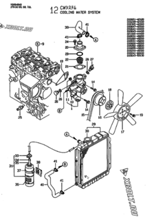  Двигатель Yanmar 3TNA68L-UDW2, узел -  Система водяного охлаждения 