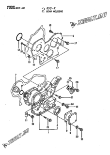  Двигатель Yanmar 3TNE84-AGD, узел -  Корпус редуктора 