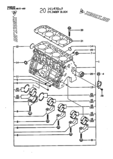  Двигатель Yanmar 4TNE88-AGD, узел -  Блок цилиндров 