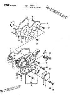  Двигатель Yanmar 4TNE88-AGD, узел -  Корпус редуктора 