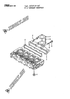  Двигатель Yanmar 4TNE88-AGD, узел -  Выпускной коллектор 