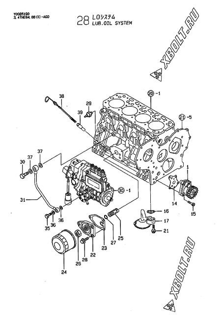  Система смазки двигателя Yanmar 4TNE88-AGD