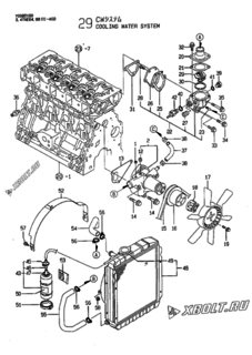  Двигатель Yanmar 4TNE88-AGD, узел -  Система водяного охлаждения 