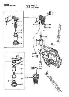  Двигатель Yanmar 4TNE88-AGD, узел -  Топливопровод 