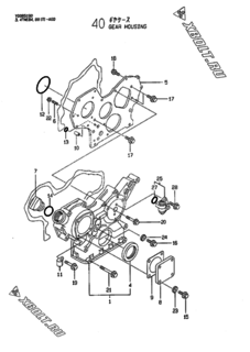  Двигатель Yanmar 4TNE84T-AGD, узел -  Корпус редуктора 