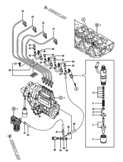  Двигатель Yanmar 4TNE84T-AGD, узел -  Форсунка 