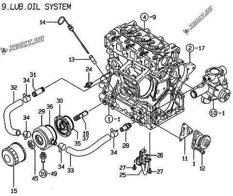 Система смазки двигателя Yanmar 3TNE68-GB2